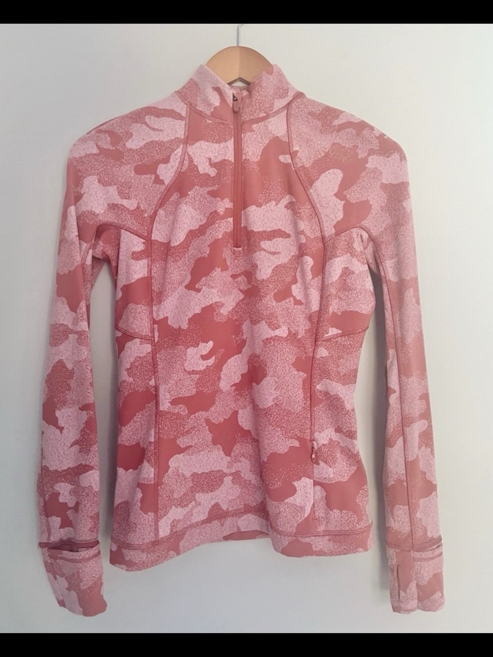 Lululemon It’s Rulu Run Half Zip Camo Jacquard Soft Cranberry Pink Taupe Size 6